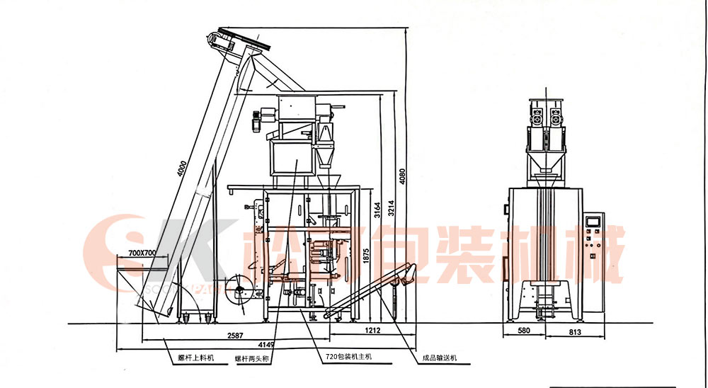 全自動3公斤衛(wèi)生碎冰塊包裝機示意圖